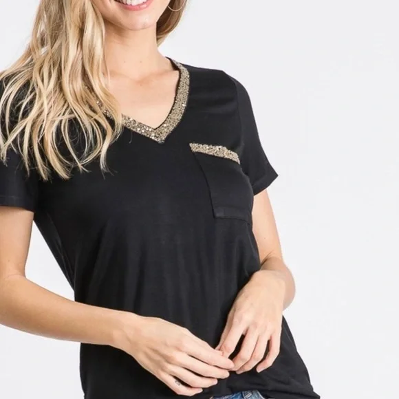 Sparkle v-neck tee - Picture 1 of 1